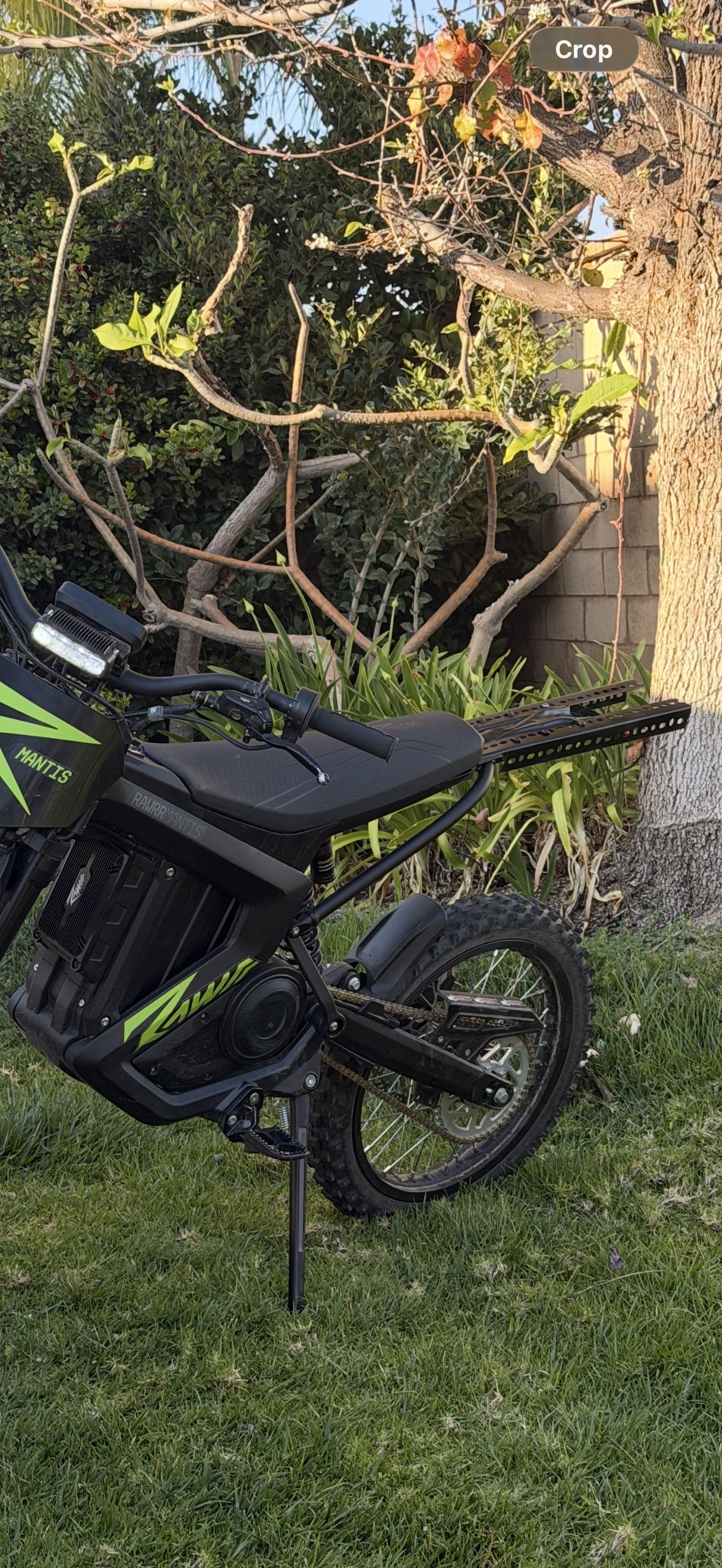 Outlaw RAWR Rack mounted on the rear of a Rawrr Mantis e-bike